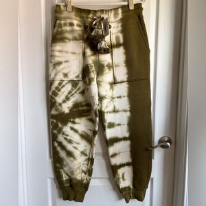 NWT ULLA JOHNSON Charley Cropped Cotton Sweatpants Olive Tie Dye Size L $295